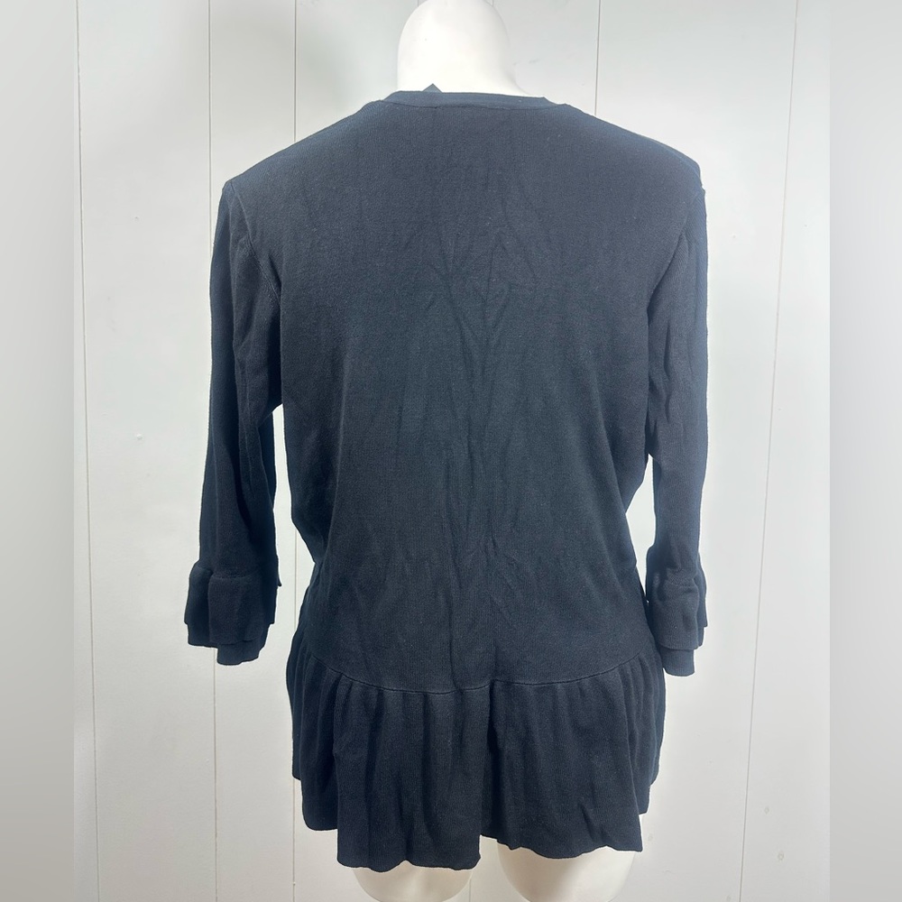 NWT Lane Bryant Black 3/4 Ruffle Sleeve Knit Cardigan Sweater Size 18/20 - Picture 4 of 9